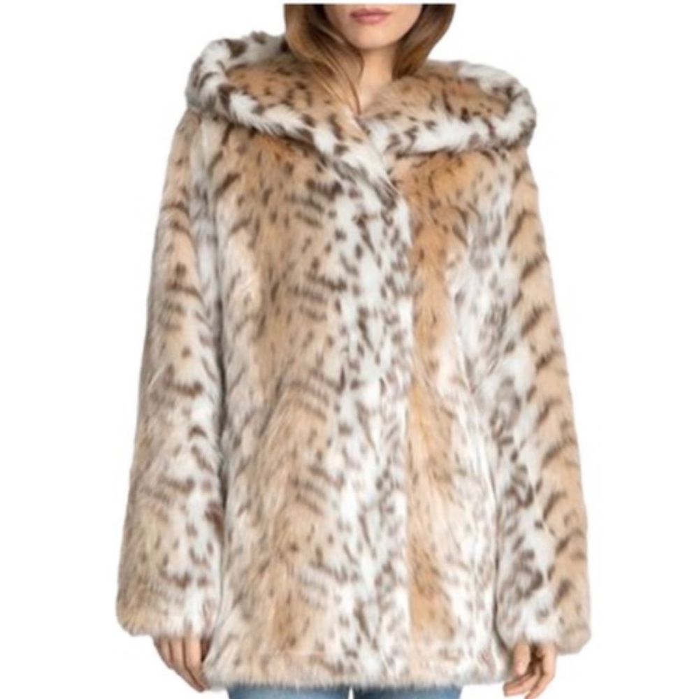 Avec Les Filles Hooded Snow Leopard Coat